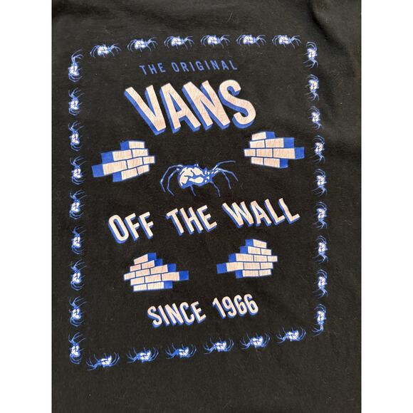 Vans Mens Long Sleeve Shirt Medium Black Off The Wall Since 1966 Back Sleeve Hit - Picture 8 of 8